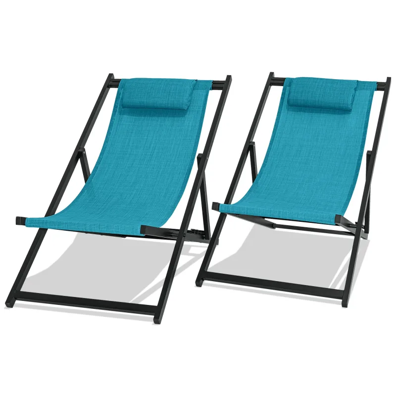 Mezzaluna - Juego de 2 tumbonas de aluminio y textileno