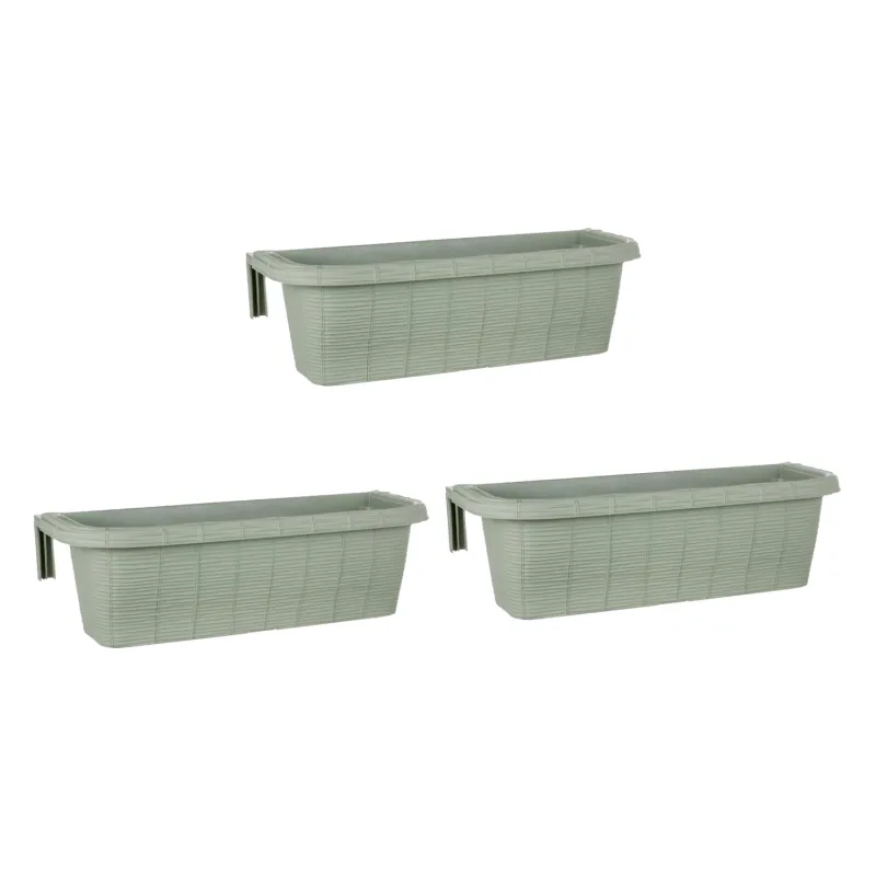 Rondine Big - Juego de 3 jardineras con ganchos ajustables y reserva de agua 60 cm