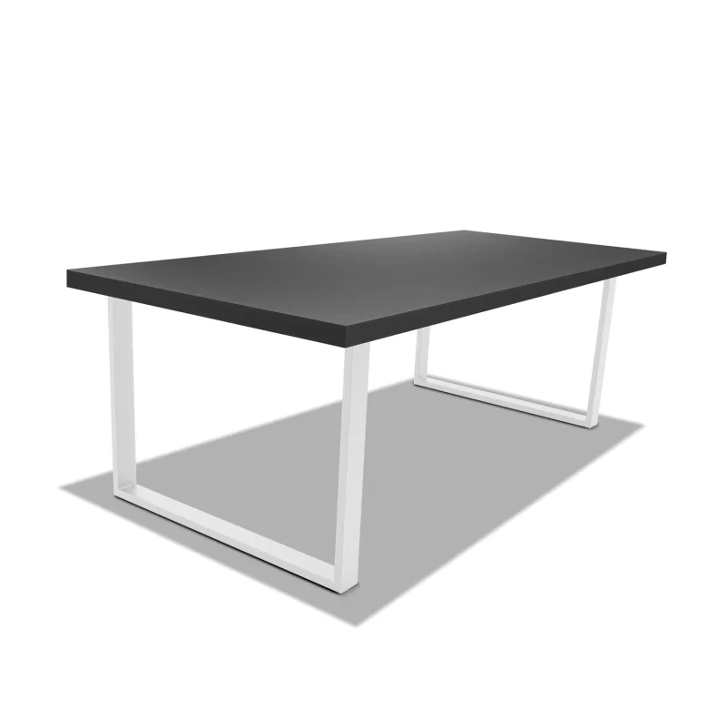 Mesa de comedor de madera y metal - patas blancas cuadradas - 220x100 cm