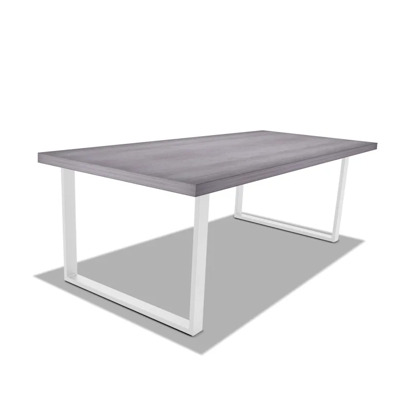 Mesa de comedor de madera y metal - patas blancas cuadradas - 220x100 cm