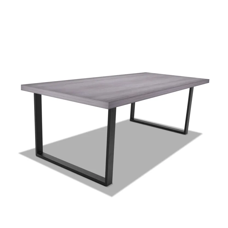 Mesa de comedor de madera y metal - patas negras cuadrados - 220x100 cm