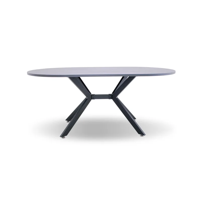 Marui Big - Mesa de comedor ovalada de madera y metal con pie central Ashi 180x100 cm