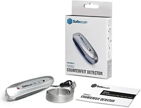 Safescan 35 Detector de billetes falsos portátil, verifica billetes, tarjetas de crédito y documentos - Detector UV para nuevos billetes - Detector billetes falsos con luz UV - Detector con luz UV