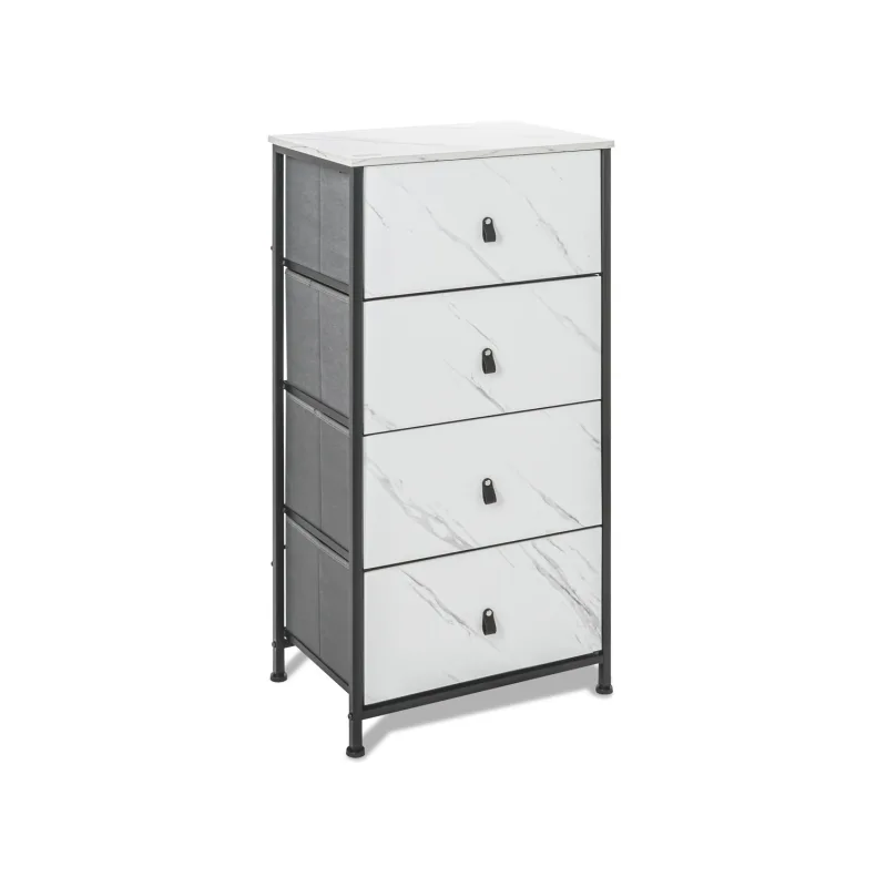 Apollonia - Cajonera 4 cajones de tela, frontal y encimera superior de madera melamínica laminada