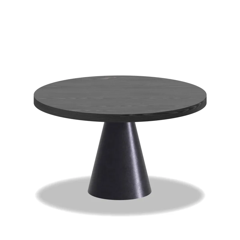 Artù Black - Mesa de comedor redonda Ø 120 cm en madera laminada con base de cono de metal