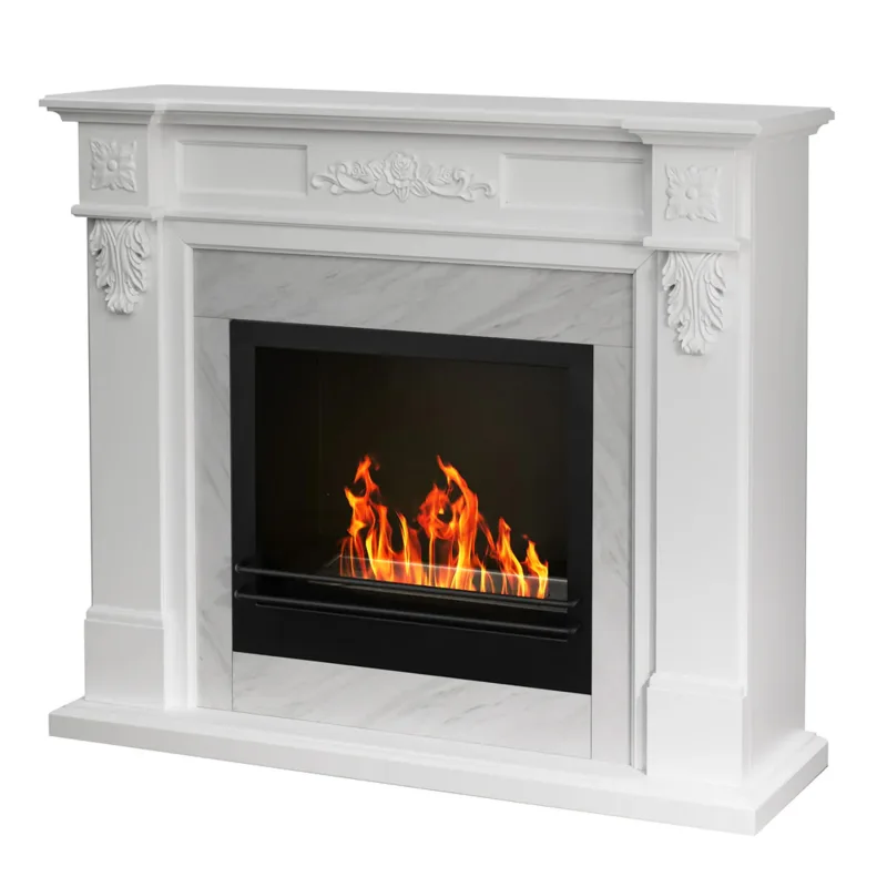 Truman - Chimenea de bioetanol de suelo efecto mármol 121x38xH108 cm