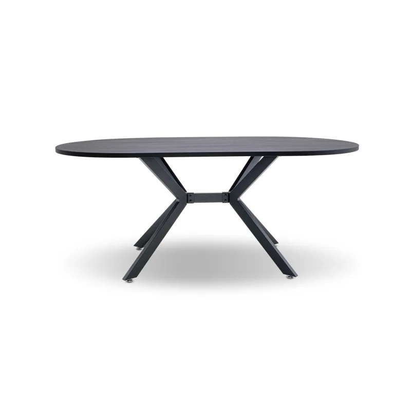 Marui Big - Mesa de comedor ovalada de madera y metal con pie central Ashi 180x100 cm