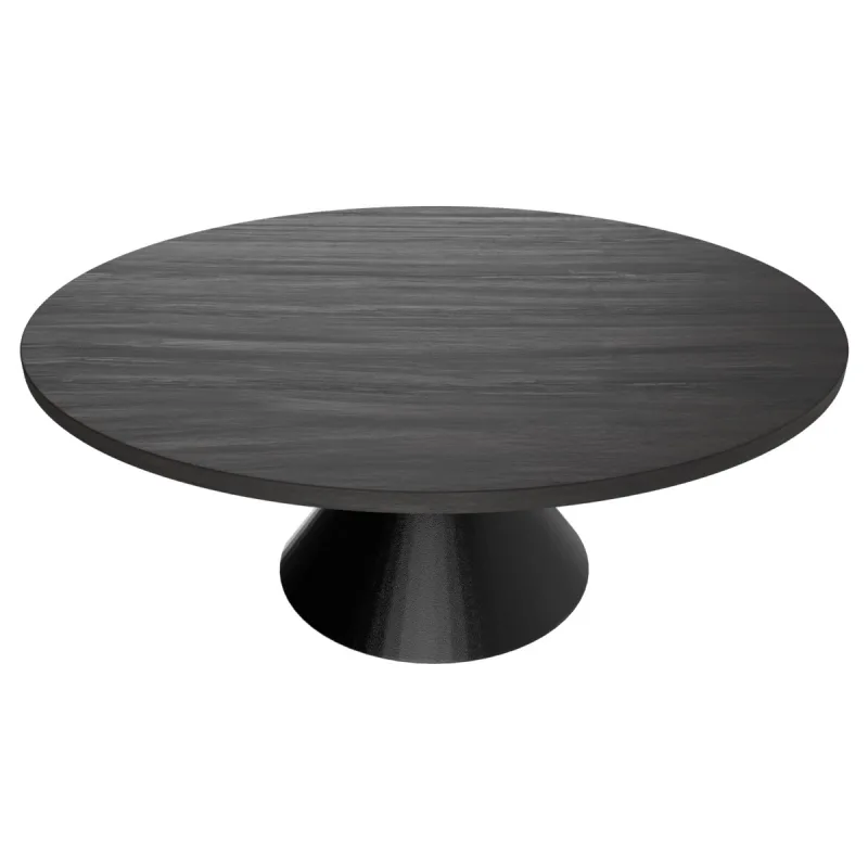Graal Negro - Mesa Redonda Ø120 cm Base Doble Cono Metal Negro y Tapa de Madera Laminada