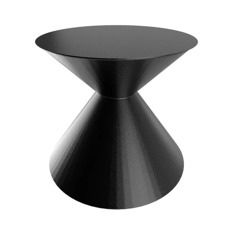 Graal - Base de Mesa de Comedor Redonda Doble Cono H70 cm en Metal Negro
