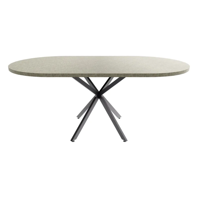 Marui Big - Mesa de comedor ovalada de madera y metal con pie central Kiso 180x100 cm