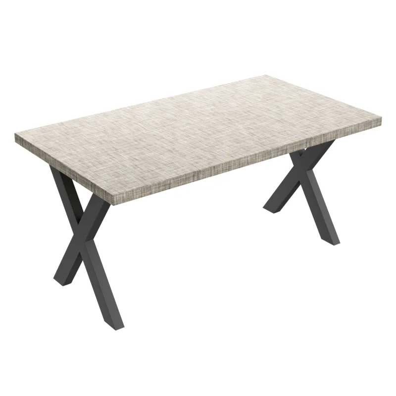 Mesa de comedor de madera y metal - patas negras en forma de X - 220x100 cm