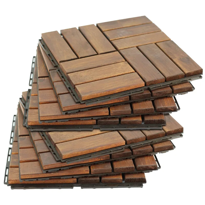 Lyva - Suelo de exterior con clip 30x30 cm 10 losetas para jardín patio terraza en madera de acacia