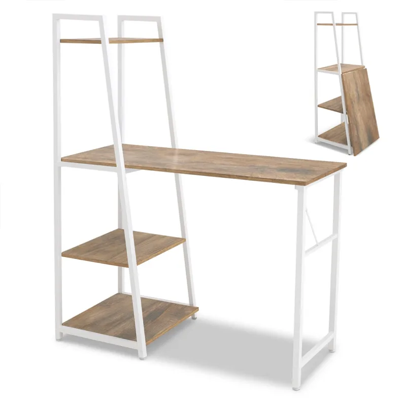 Bimyo - Escritorio plegable con estantería ahorraespacio 50x41xH128 cm estilo industrial oak