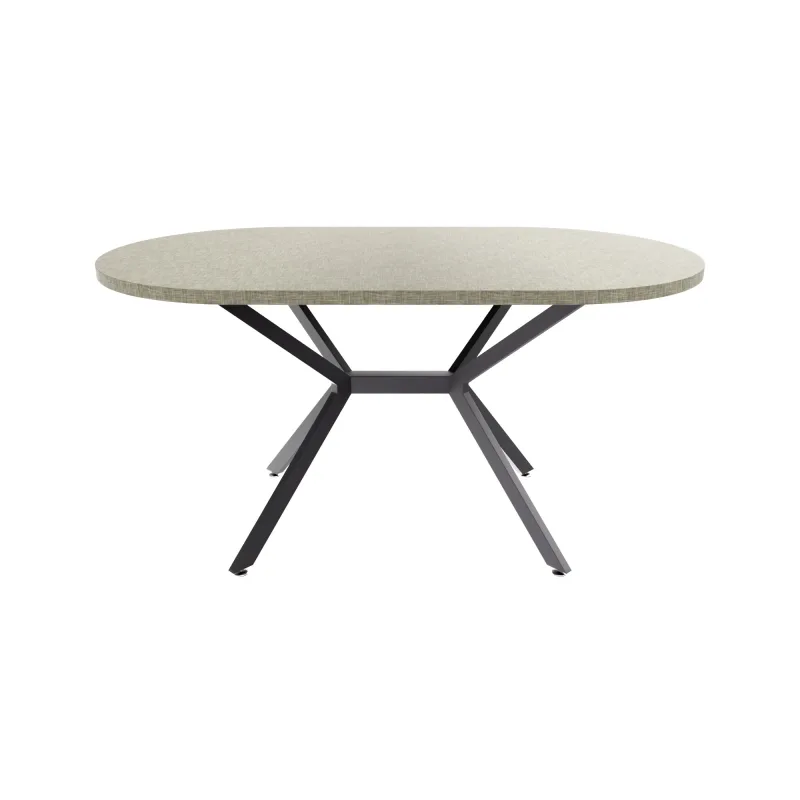 Marui Small - Mesa de comedor ovalada de madera y metal con pie central Ashi 150x90 cm