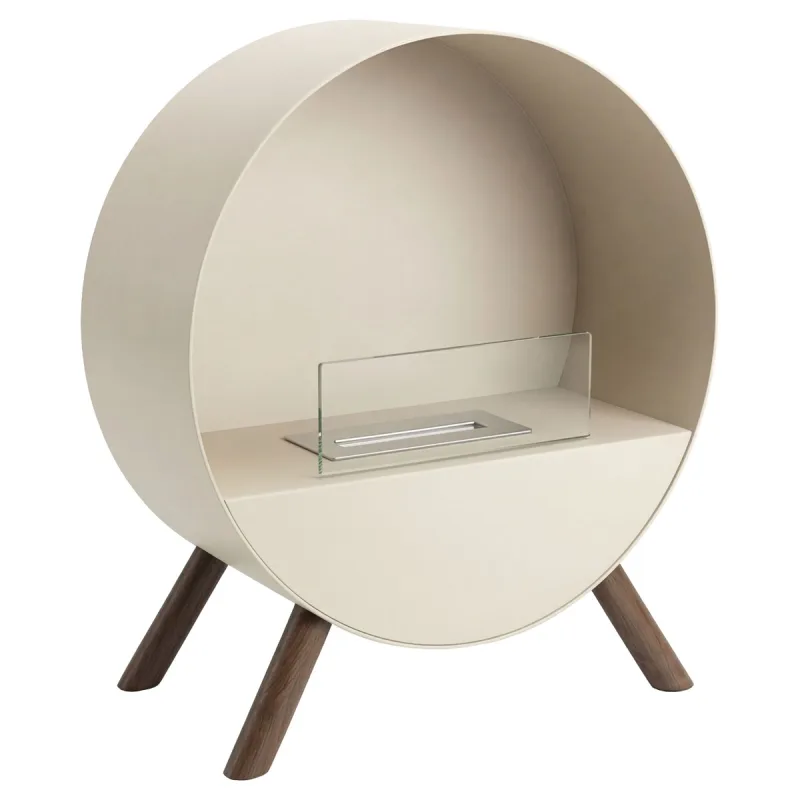 Venere - Chimenea de bioetanol de suelo 60x72x30 cm con quemador de 1 litro y patas de madera de pino