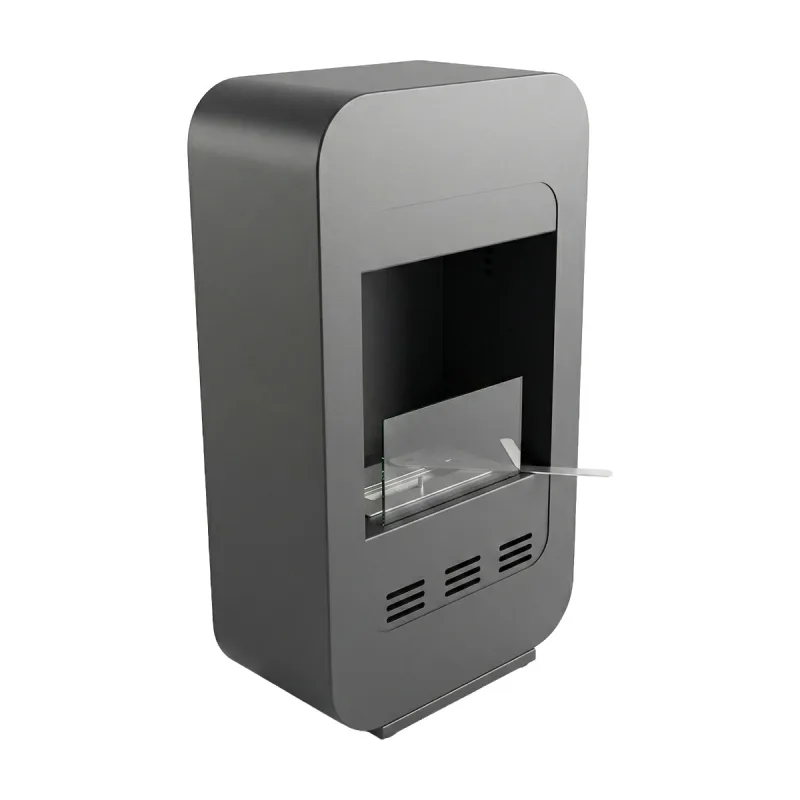 Livia - Chimenea de bioetanol de suelo 46x80x25 cm con quemador de 1,5 litros Negro