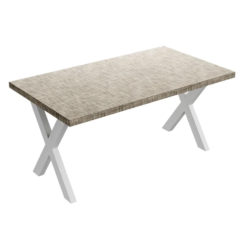 Mesa de comedor de madera y metal - patas blancas en forma de X - 220x100 cm