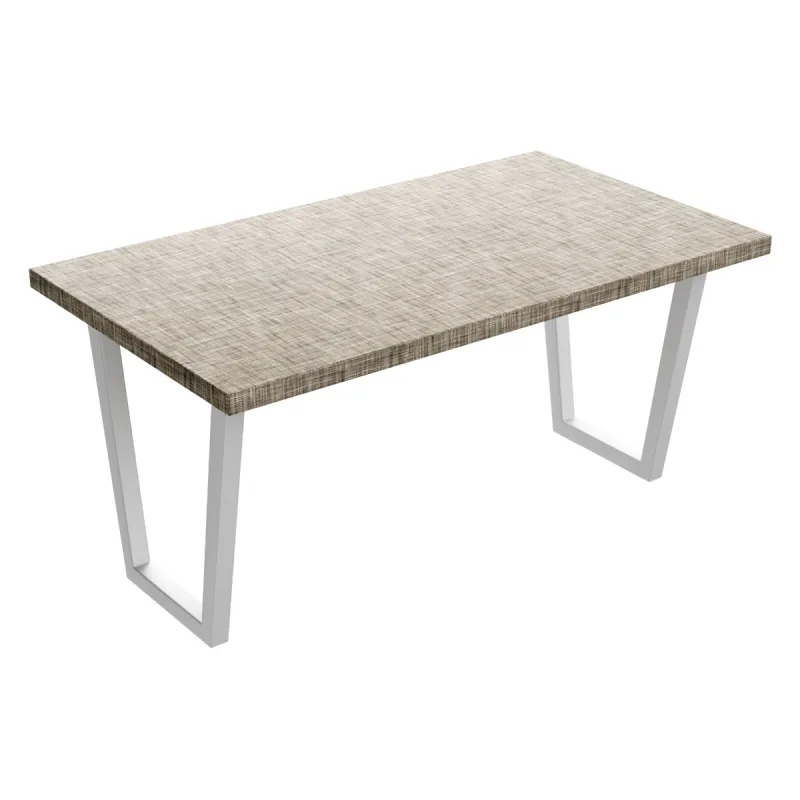 Mesa de comedor de madera y metal - patas blancas trapezoidales - 220x100 cm