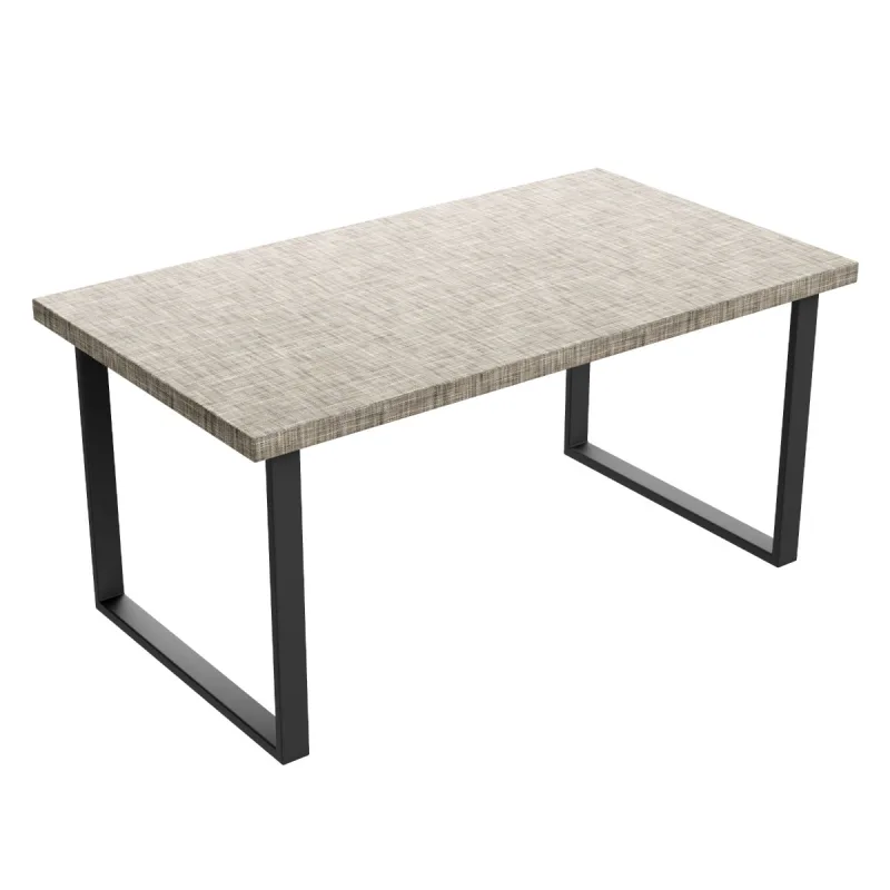 Mesa de comedor de madera y metal - patas negras cuadrados - 220x100 cm