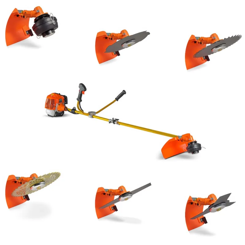 Airus 620 - Desbrozadora multifunción de gasolina 6 en 1, motor de 2 tiempos con 3 discos, 2 cuchillas y cabezal de hilo tipo golpea y avanza