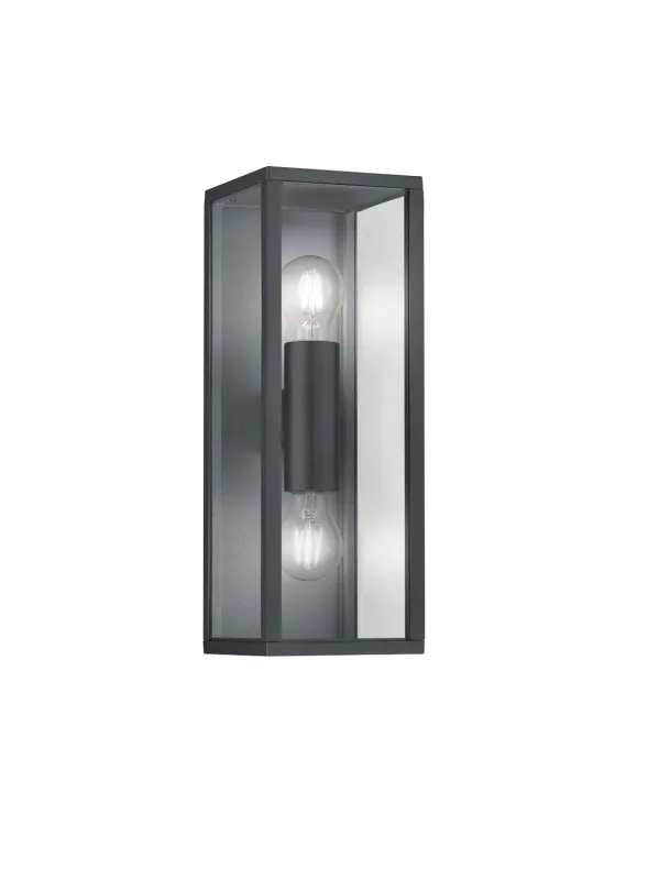 Garonne Applique Da Esterno Doppia Lampadina Fusione Di Alluminio Antracite E Vetro Trasparente Ip44 H.40Cm
