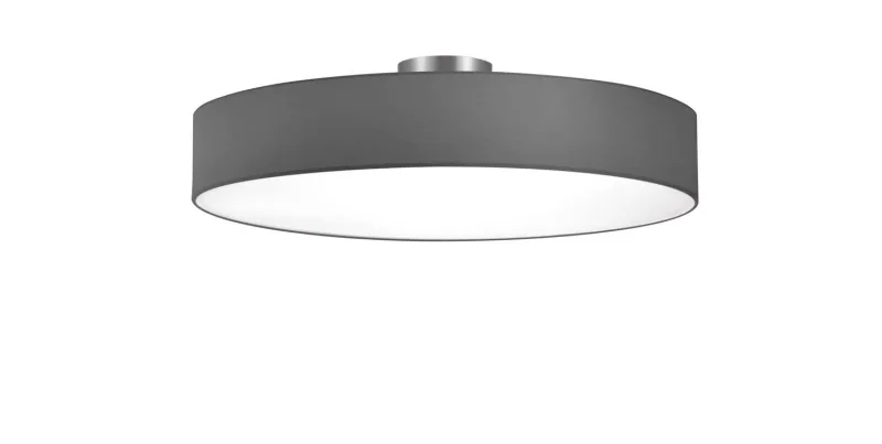 Hotel Plafoniera Tonda 5 Luci Diffusore Tessuto Grigio D. 65Cm