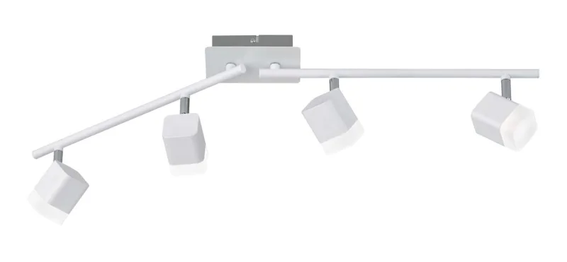 Roubaix Barra 4 Spots Led Quadrati Metallo Bianco Opaco L.80Cm