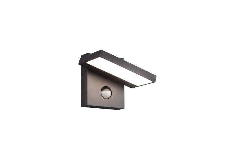 Horton Applique Da Esterno Led In Fusione Antracite Orientabile Con Sensore L. 15Cm X H. 12 Cm Ip54