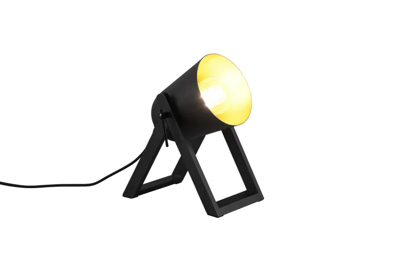 Marc Lampada Da Tavolo Con Piedi Di Legno Diffusore Metallo Nero E Oro H. 21Cm