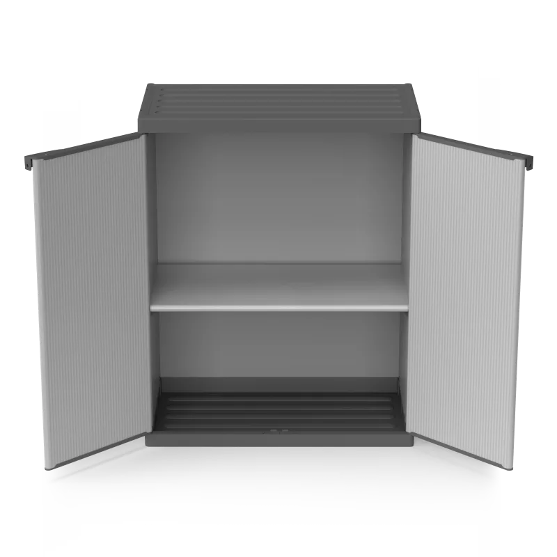 Armario bajo en resina con estantes 2 puertas, (interior/exterior) 68x40xH85 cm