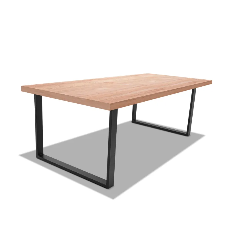 Mesa de comedor de madera y metal - patas negras cuadrados - 220x100 cm