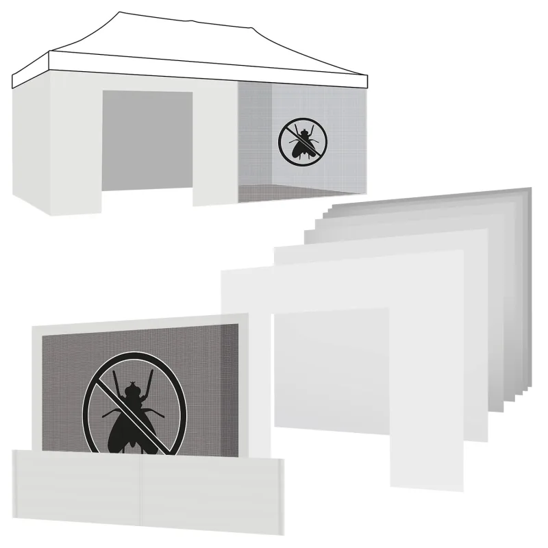 Juego para gazebo de jardin 3x6: 5 toldos laterales + toldo puerta + mosquiteras