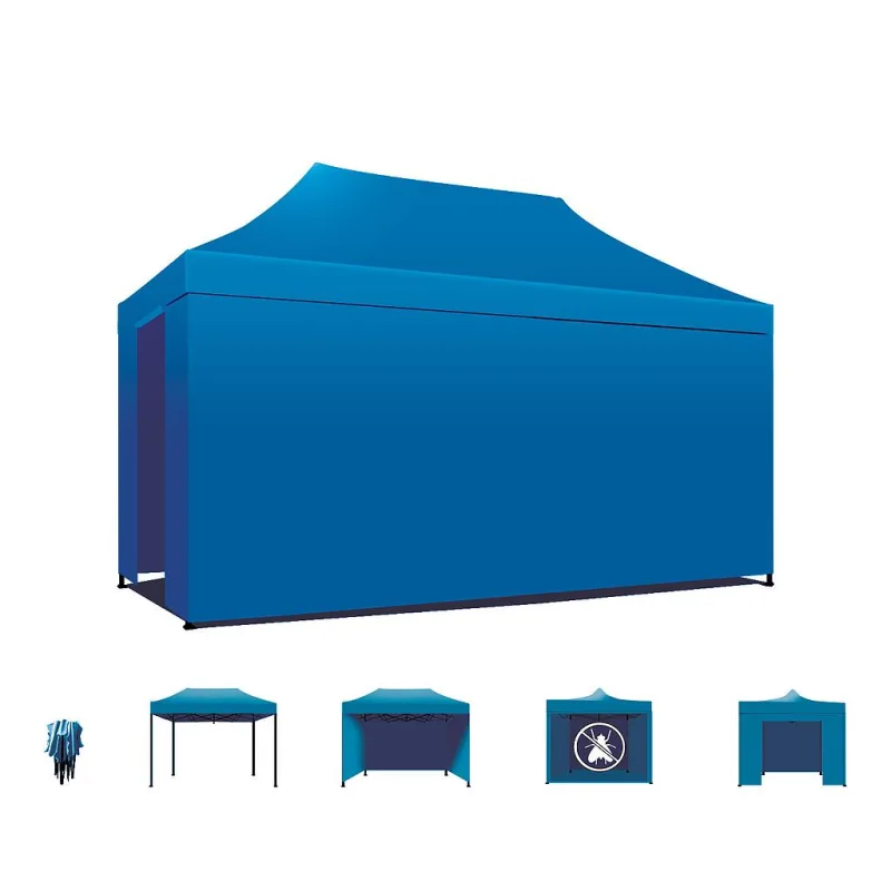 Taman 3x4,5 - Gazebo de jardín plegable con toldos laterales y mosquiteras