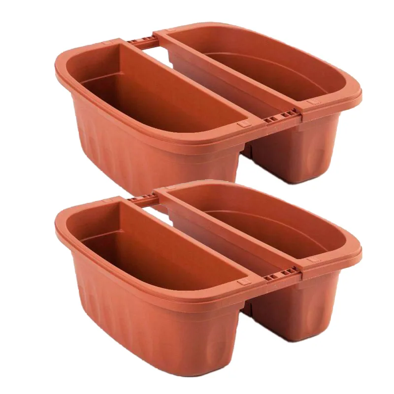 Klunia 40 - Juego De 2 Balcones Dobles De 40Cm Con Ganchos Ajustables Y Reserva De Agua