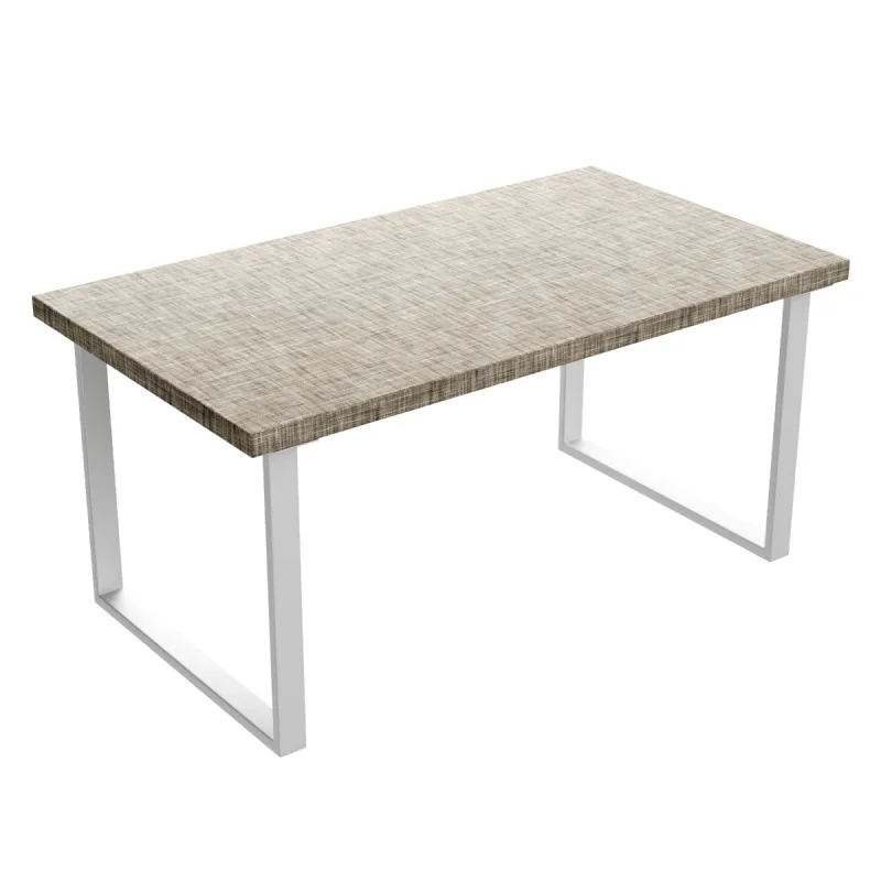 Mesa de comedor de madera y metal - patas blancas cuadradas - 160x90 cm