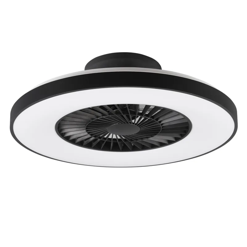 Halmstadt - Ventilador de techo con LED de 38 W, Ø 59,3 cm, con función verano-invierno, negro mate