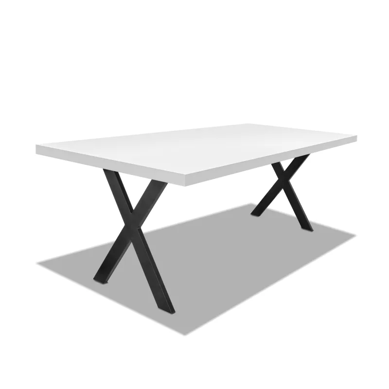 Mesa de comedor de madera y metal - patas negras en forma de X - 160x90 cm
