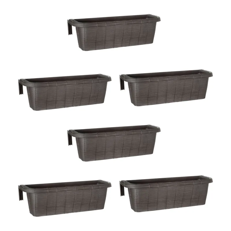 Rondine Big - Juego de 6 jardineras con ganchos ajustables y reserva de agua 60 cm