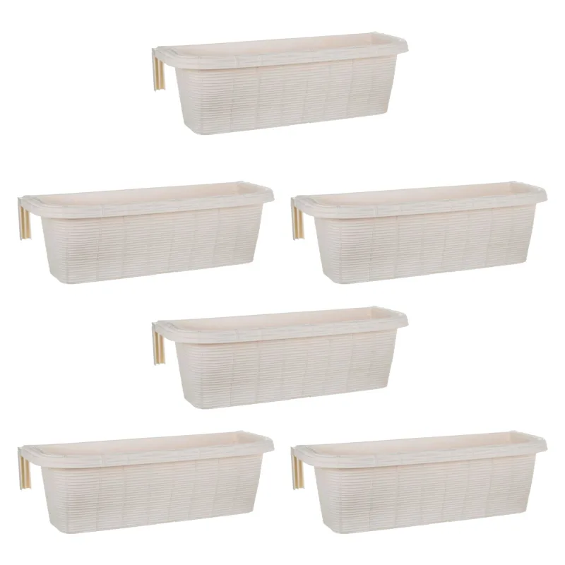 Rondine Big - Juego de 6 jardineras con ganchos ajustables y reserva de agua 60 cm