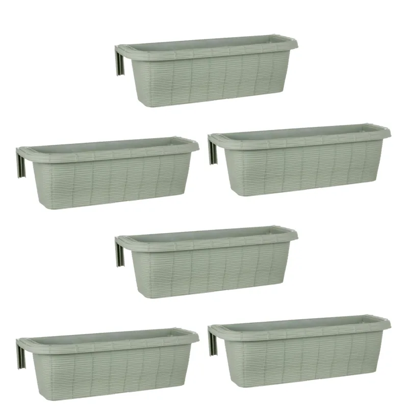 Rondine Big - Juego de 6 jardineras con ganchos ajustables y reserva de agua 60 cm