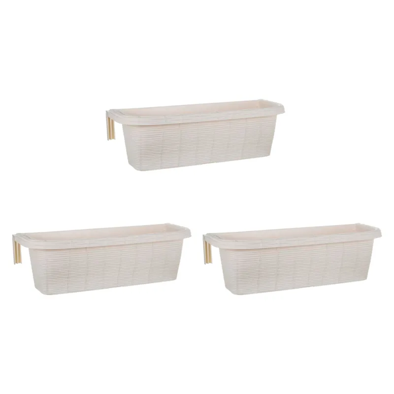 Rondine Big - Juego de 3 jardineras con ganchos ajustables y reserva de agua 60 cm