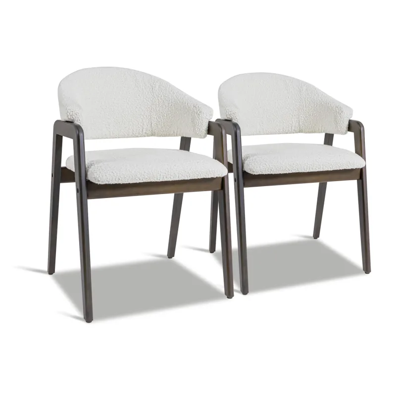 Canberra Bouclè - Pareja de 2 sillones de madera maciza de Parawood y tejido bouclè antimanchas