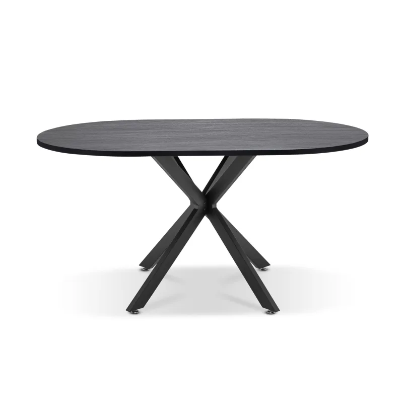 Marui Big - Mesa de comedor ovalada de madera y metal con pie central Kiso 180x100 cm