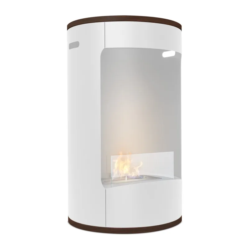 Ottaviano - Chimenea de bioetanol de suelo con doble estante de melamina, ø 40xH67,5 cm