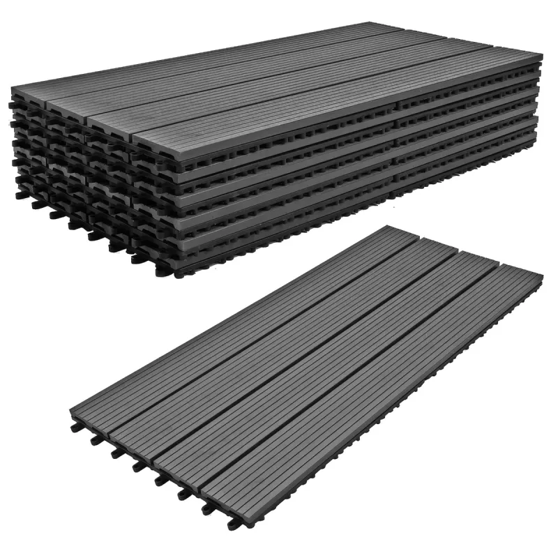 Noka - Suelo de exterior con clip 90x30 cm 6 losetas para jardín, patio, terraza en WPC