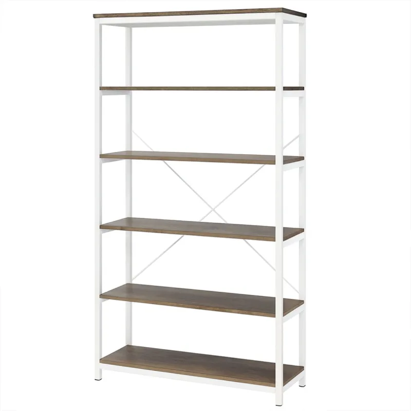 Ganbaru - Librería estantería 6 niveles 80x30xH180 cm estilo industrial oak