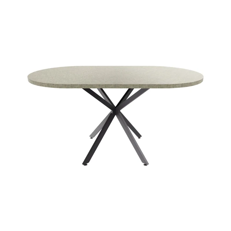 Marui Small - Mesa de comedor ovalada de madera y metal con pie central Kiso 150x90 cm