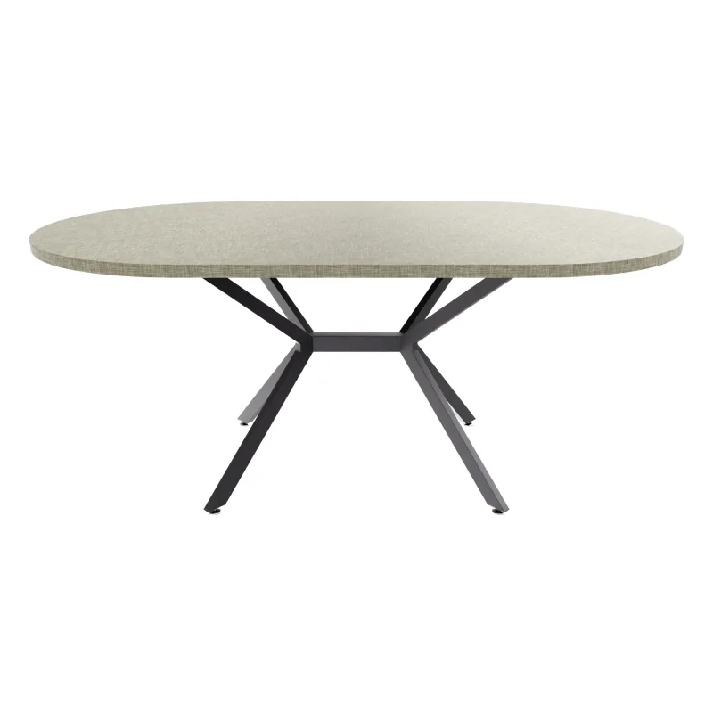 Marui Big - Mesa de comedor ovalada de madera y metal con pie central Ashi 180x100 cm