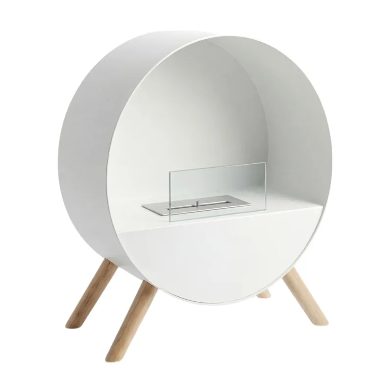 Venere - Chimenea de bioetanol de suelo 60x72x30 cm con quemador de 1 litro y patas de madera de pino