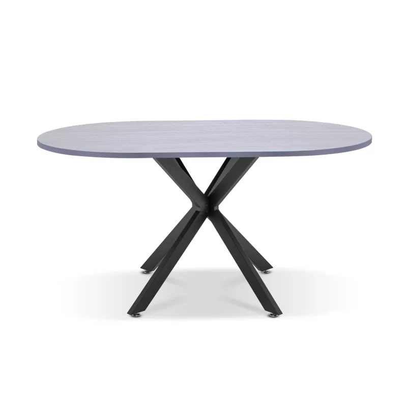 Marui Big - Mesa de comedor ovalada de madera y metal con pie central Kiso 180x100 cm